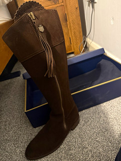 Fairfax & Favor Regina Suede Long Riding Boots Chocolate Women’s UK 6 EU 39