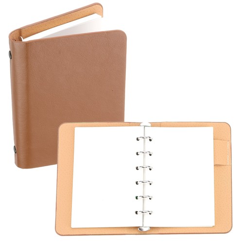 Raccoglitore Ad Anelli A7 In Pelle Con 50 Fogli Di Carta Marrone raccoglitore-ad-anelli-a7-in-pelle-con-50-fogli-di-carta-marrone