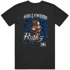 Hulk Hogan Hollywood Hulk Rules Blue Fire Retro Black T-shirt Wwe Graphic Tee Hulk Hogan Hollywood Hulk Rules Blue Fire Retro Black T-shirt Wwe Graphic Tee