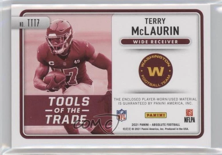 2021 Panini Absolute Tools of the Trade Triple Prime /49 Terry McLaurin #TTT7 - Image 2 of 2