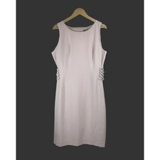 White House Black Market Blush Pink Grommet Lace Up Sheath Dress 14 Sleeveless