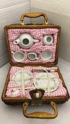 Vintage Delton Sprinkles Porcelain Children s Tea Party Set for 2 Picnic Basket