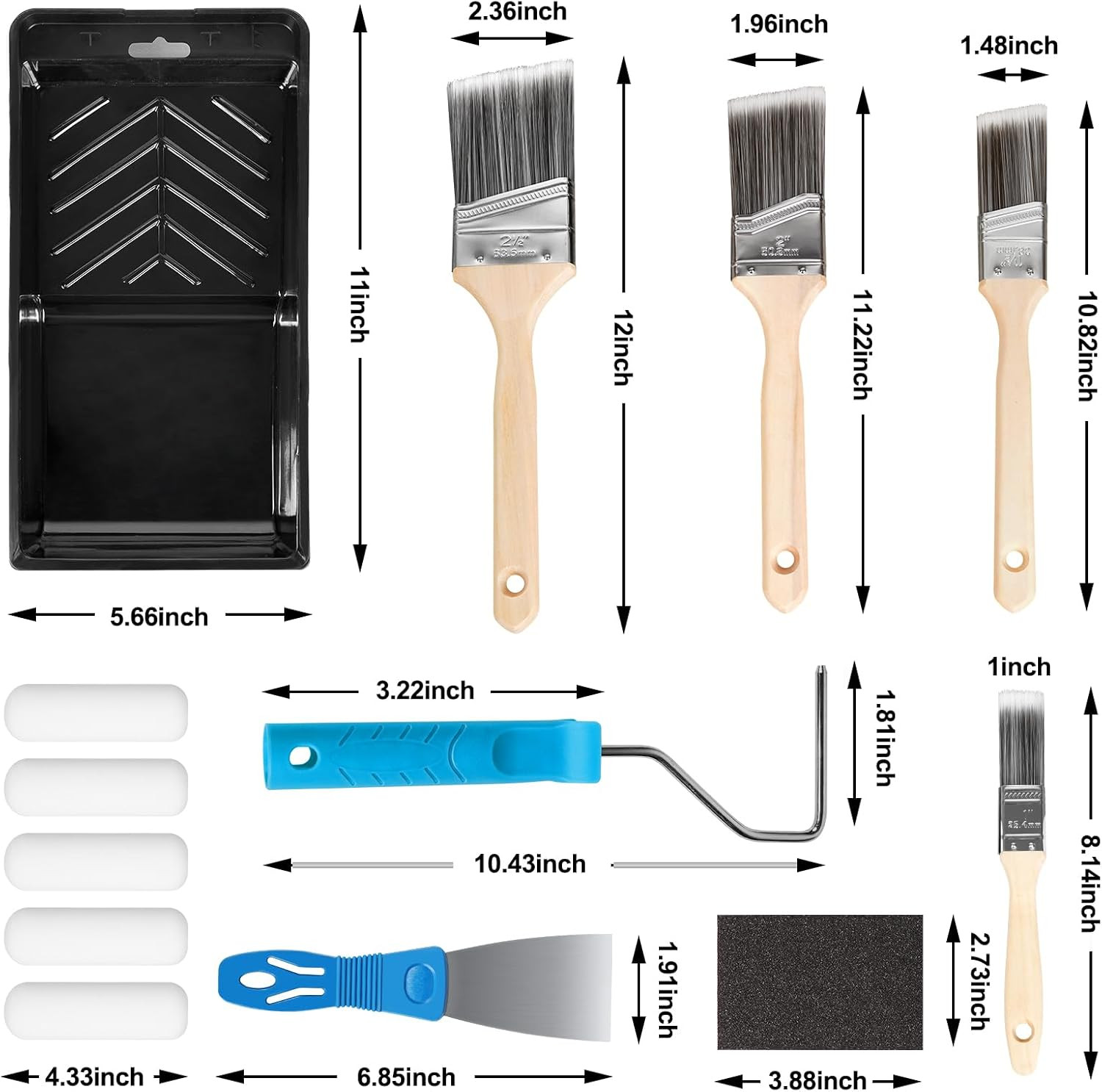 Paint Roller Kit, Paint Brushes and 4 Inch Foam Small Paint Roller Set, All in O