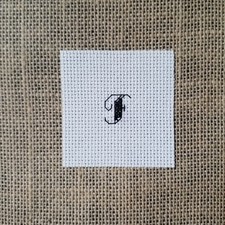 Finished Completed Cross Stitch Mini Script Monogram Initial Letter F Piece