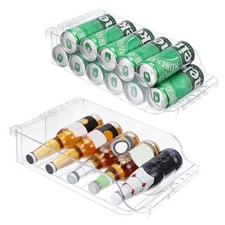 2 Packs Clear Width Adjustable Soda Can Organizer for Refrigerator Expandable