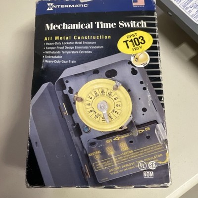 Intermatic T103 Heavy Duty Tamper Proof Timer Switch 120V 40A DPST Gray