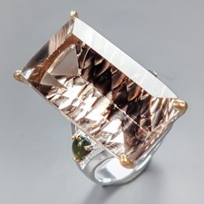 Handmade ring 40ct Natural Smoky Quartz Ring 925 Sterling Silver Size 8 /R433943