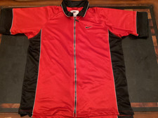 Vintage 90s Nike Warm Up Full Zip Track Shirt Short Sleeve XL fits XXL BRED
