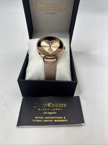 Juicy Couture Black Label Heart Dial Watch Rose Gold Silver Mesh JC/1241SVRT