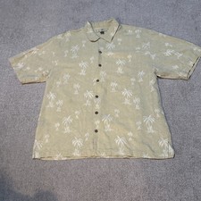 Tommy Bahama Men  s Hawaiian Palm Tree short-sleeve 100 Silk shirt Size XL