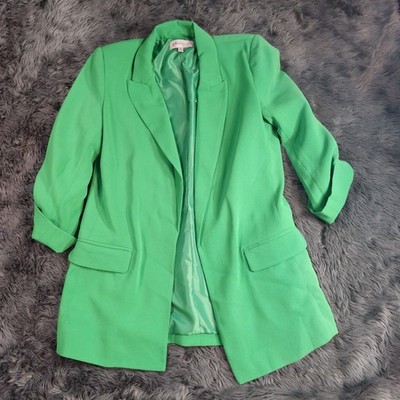 Philosophy-Green Rutched Sleeve Blazer Vibrant Colorful  For Women.