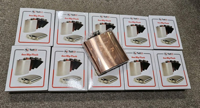 10 x 6 Unzen Edelstahl Kupfer Finish Flachmänner - Hochzeit, Junggesellenabschied etc.