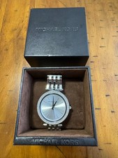 Michael Kors Darci MK3190 Silver Tone Crystal Bezel Watch New Battery 39mm
