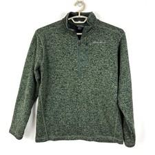 Eddie Bauer Radiator Sweater Fleece Quarter-Zip Pullover heather green Medium
