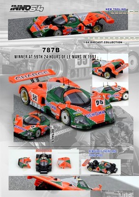 INNO 1:64 787B Winner At 24 Hours Le Mans 1991 orange Model Car