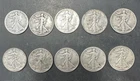 Lot of 10 Old Circulated U.S Liberty Walking 90% Silver Half Dollar Coins L#N43