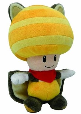 Super Mario Bros Flying Squirrel Yellow Toad 8'' Plush Doll