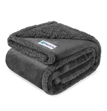 Washable Pet Blanket Fleece Dog Cat Bed Soft Sherpa Waterproof Dog Gray 60  x80  