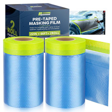 Pre-Taped Masking Film for Painting 2 Rolls - 22" X 66'Painters Plastic Sheetin