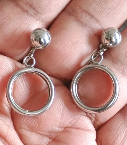 Sterling Silver Hoop Dangle Screwback Vintage Earrings