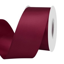 25 Yards 2 Inch Wine Red Satin Ribbon, Double Faced Polyester, Gift Wrap, Craft
