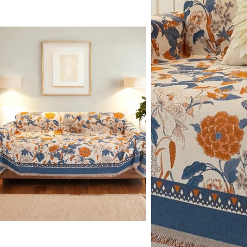 NUEVO XL Anthro Boho Queen Floral Manta Colcha Edredón - 70" x 118" Foto 2 de 4