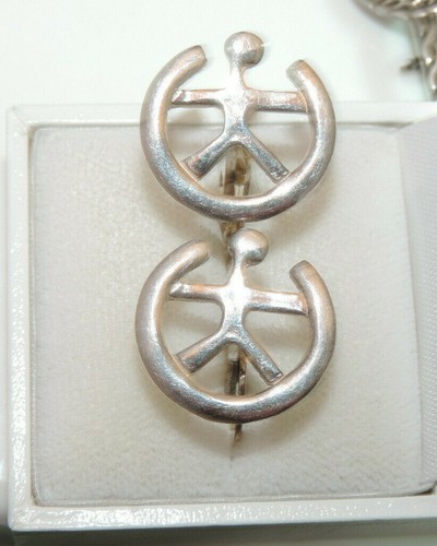 Modernist Sterling Silver Cufflinks Sweden Hallmarks ARL Man in Horseshoe  Cg 29 - Picture 1 of 5
