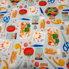 Stitched With Love BTY Loni Harris P&B Textiles Sewing Notions on Blue