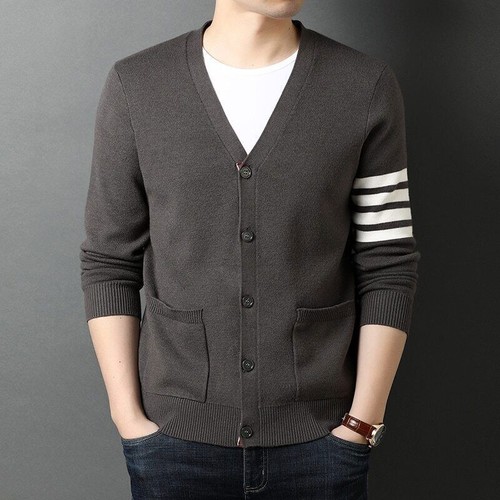 New Winter Fashion Knitted Men Cardigan Sweater Korean Casual Coats Jacket - Picture 5 of 19