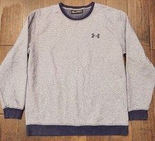 Under Armour Striped Fleece Fitted Cold Gear Sweatshirt Navy Large - Men's 2XL