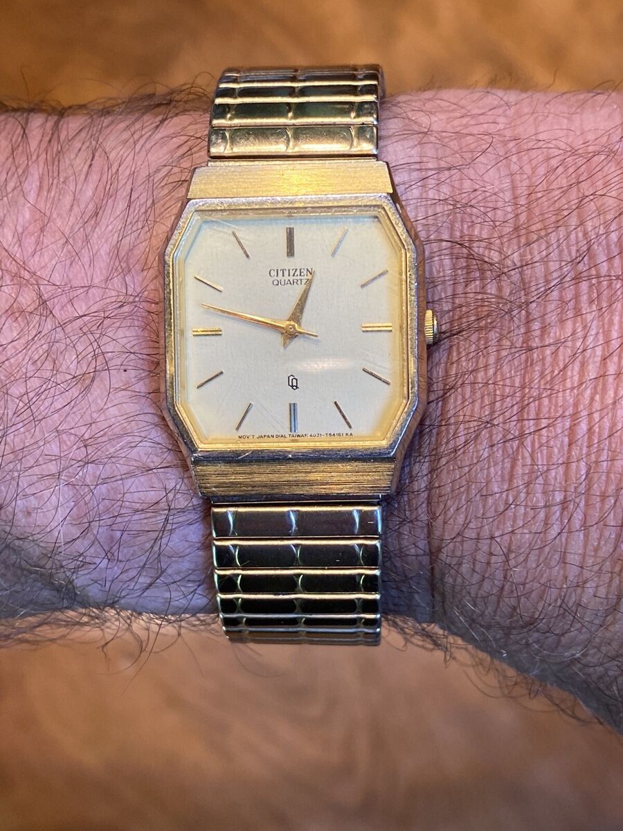 Citizen VTG GoldTone Quartz Mens Watch Working New Battery Citizen VTG GoldTone Quartz Mens Watch Working New Battery