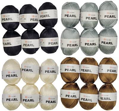 6 x 90g YarnArt Pearl Viskosegarn, 100% Viskose, 540g Häkelgarn einfarbig