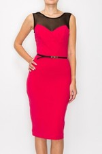 BEBE Brand New Bodycon Super Stretch Red Dress With Belt Full Lining XXS To XL
