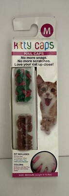 Kitty Caps Kitty Caps Nail Caps for Cats, Medium, Green & Red  w/ Copper  Tips