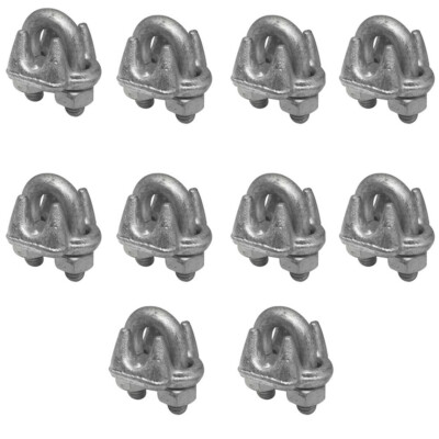 10 Pc 3/8'' Galvanized Drop Forged Wire Rope Clips - Marine Cable Clamps