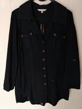 CAbi Dark Blue 3/4 Sleeve Cotton Button Front Jacket Long Size M Style 340