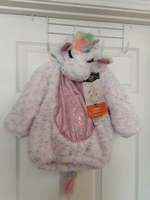 Hyde And Eek Infant Pink Faux Fur Unicorn Costume W/Hood  Tail Size 12-18 Mos