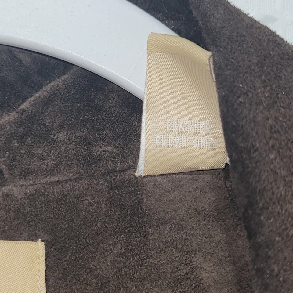 Abrigo forrado de gamuza de cuero genuino marrón Kate Hill para mujer talla 20W Foto 4 de 4