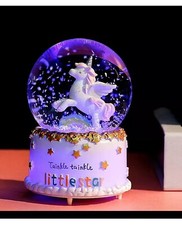 Unicorn Snow Globe Music Box with Night Light