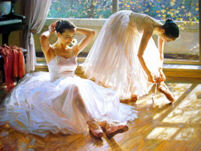 Beautiful ballet dancer Oil painting Wall Art Giclee Printed on Canvas P2243
