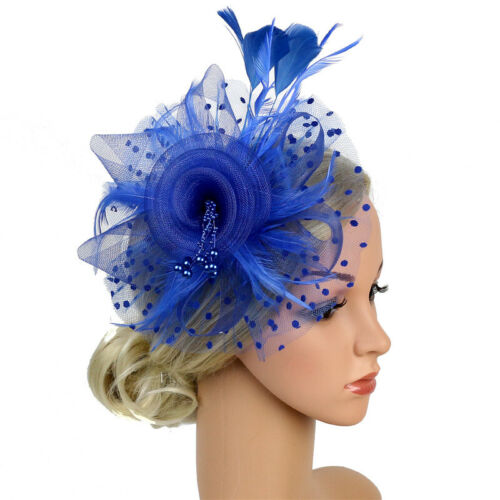 Women Fascinator Hat Cocktail Tea Party Hat Headband Flower Feather Hair Clip - Picture 15 of 23