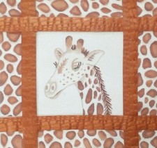 JP needlepoint HP handpainted A258 GIRAFFE ribbon border 11.5"x11.5" 13 mesh