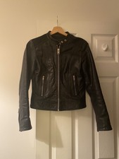 Diesel Leather Biker Jacket 100% Lamb Skin Leather Size Small Excellent