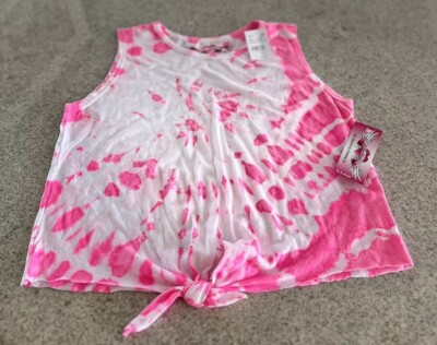 So Nikki Girls Pink/White Tie Dye Knotted Hem Tank Top (XL) NWT