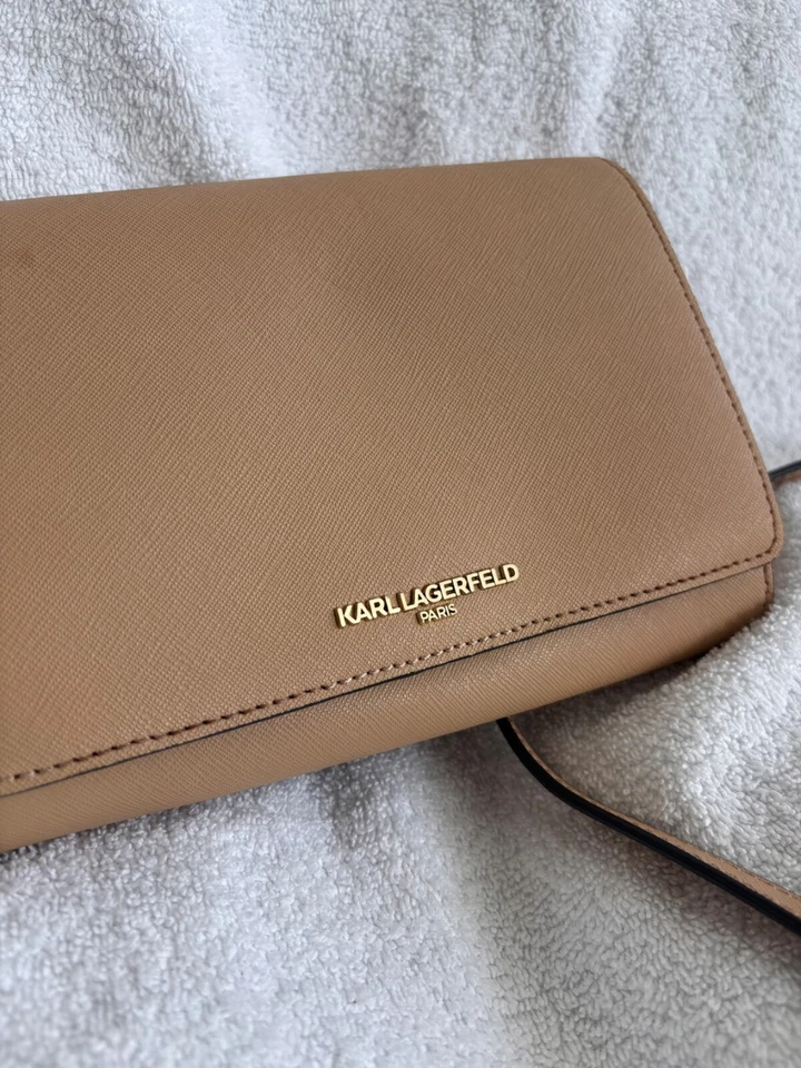 Новый с Ярлыками Карл Лагерфельд коньяк желтовато-коричневый золотой через плечо Дамская сумка сумочка сумка — совершенно новый! - Изображение 2 из 3