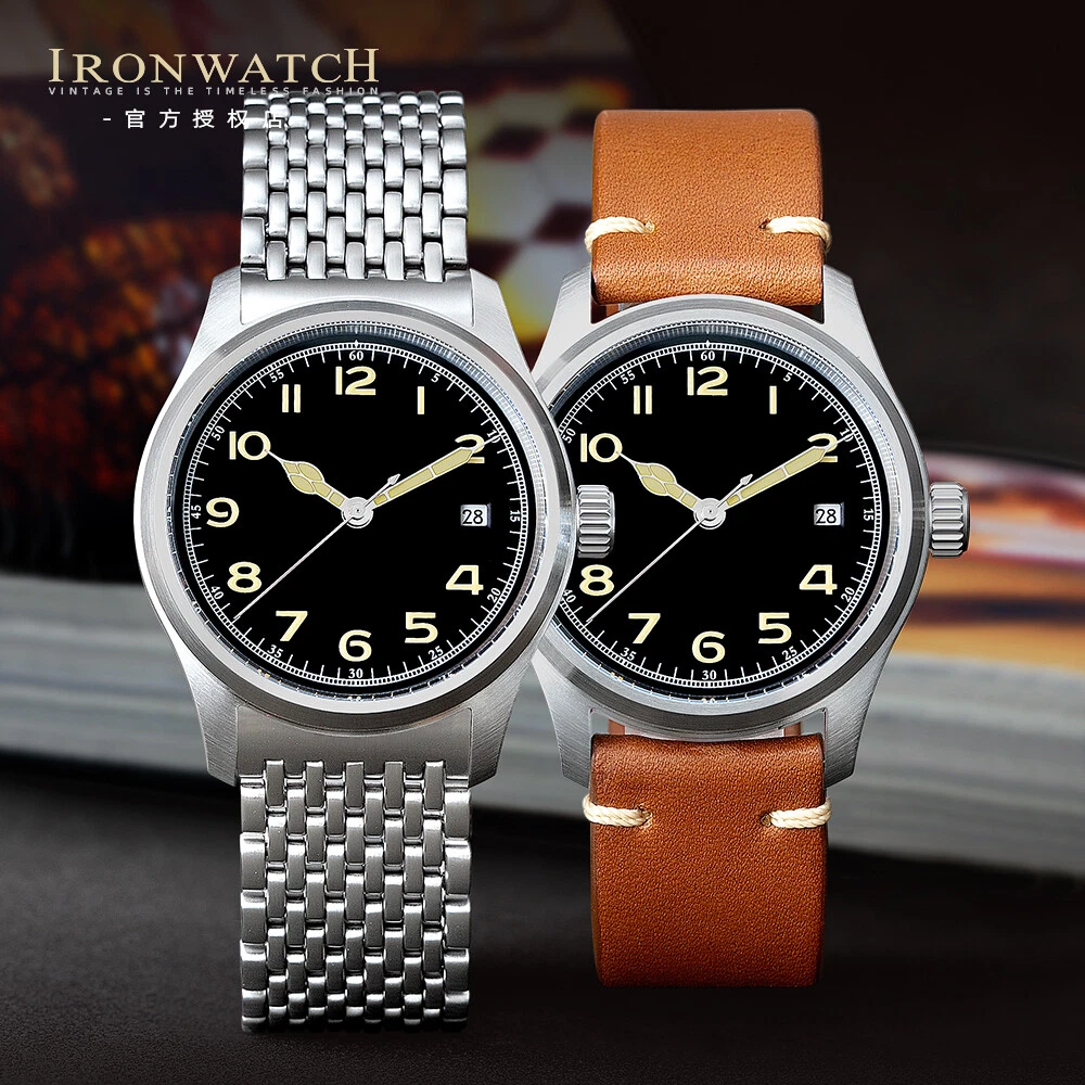 MIYOTA 8215 38mm Pilot Military Watches Stainless Steel Automatic