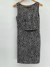 Ann Taylor Dress Silk Women Size 4 Gray Sleeveless Leopard Animal Print Cheetah