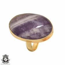 Size 7.5 - Size 9 Adjustable Chevron Amethyst 24K Gold Plated Ring GPR447