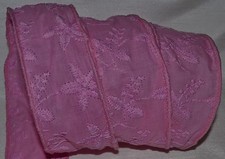 Wired Ribbon Luxury Pink Embroidery Flower 2.5" Berry Spring Crinkled Wreath Bow