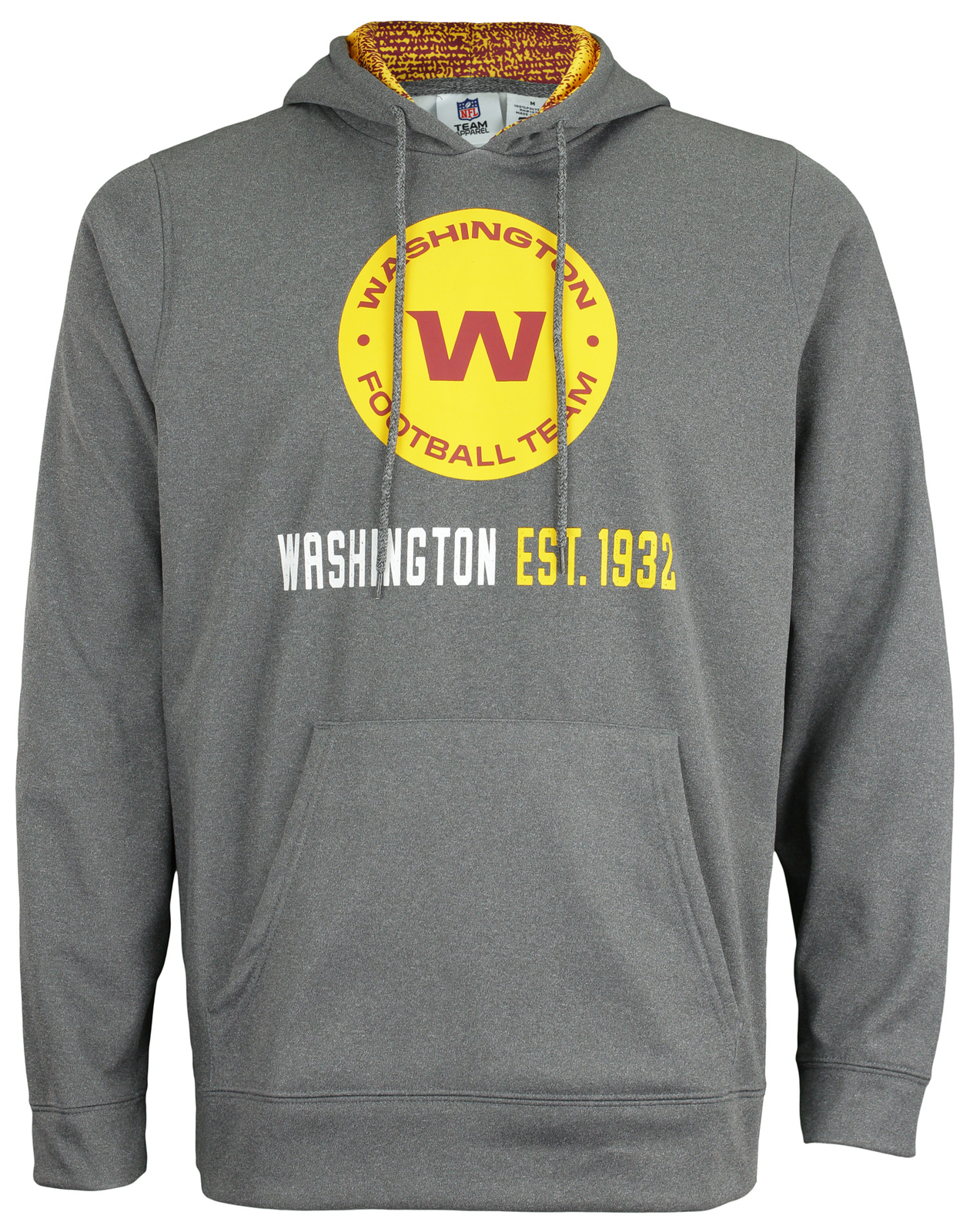 Zubaz NFL Вашингтона футбольная команда мужская серый меланж производительность флисовая толстовка с капюшоном